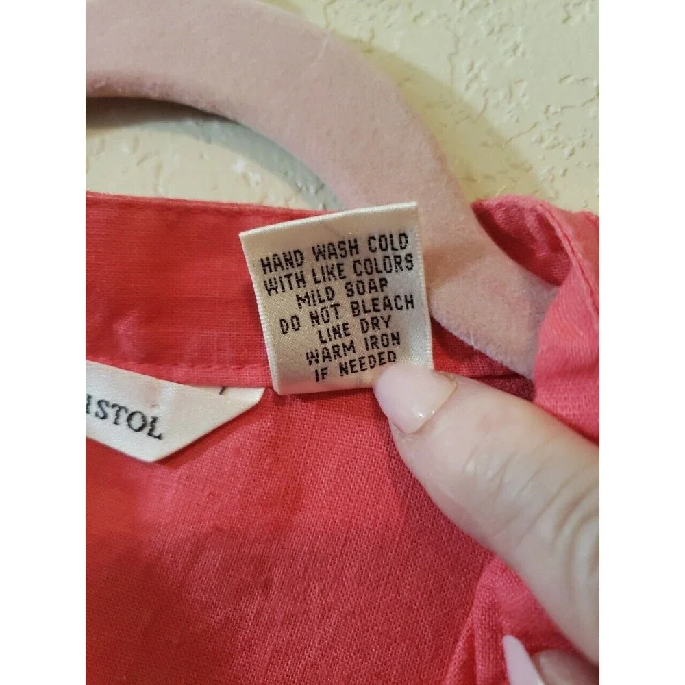 Susan Bristol Tunic 100% linen Sleeveless V-Neck Size Medium Coral - Picture 8 of 8